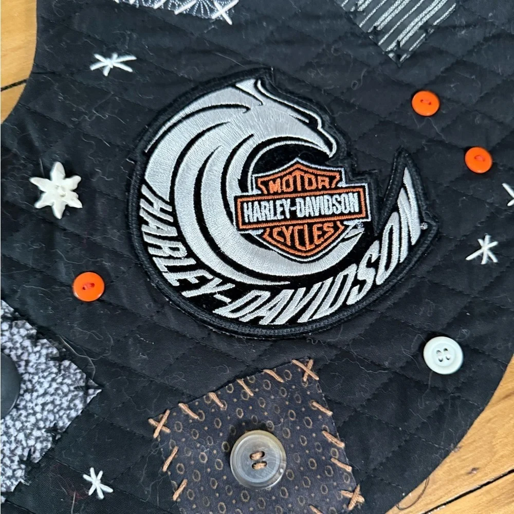 Harley-Davidson patch handmade Christmas stocking buttons patchwork‎ unique